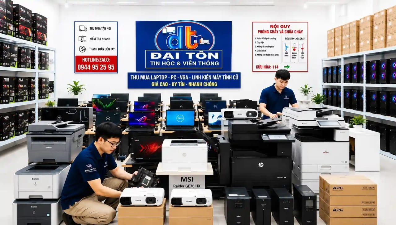 Kỹ thuật viên Đại Tôn soạn máy móc thiết bị thanh lý từ công ty và cá nhân.